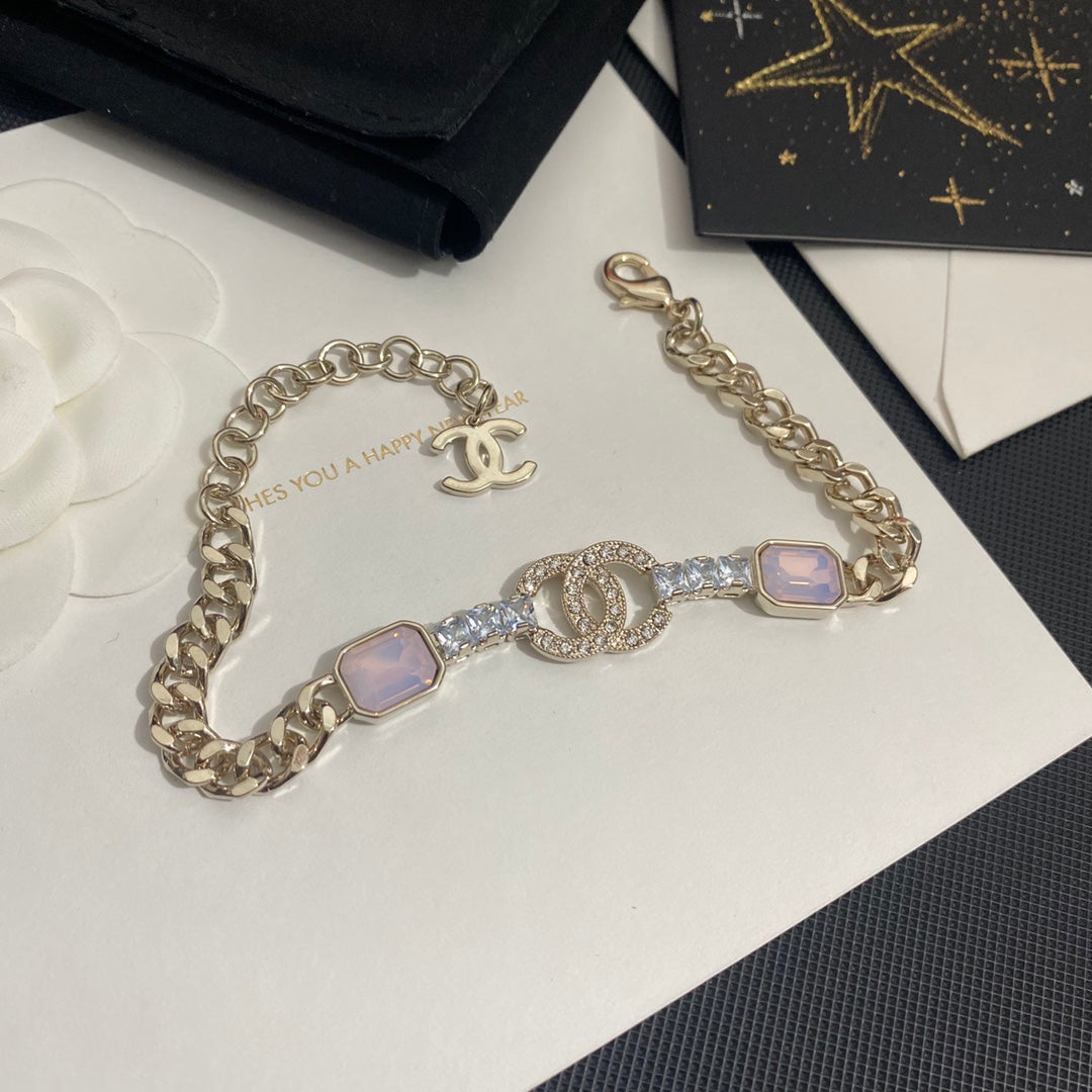 Pulsera Colgante de Cristal Morado de Fantasía