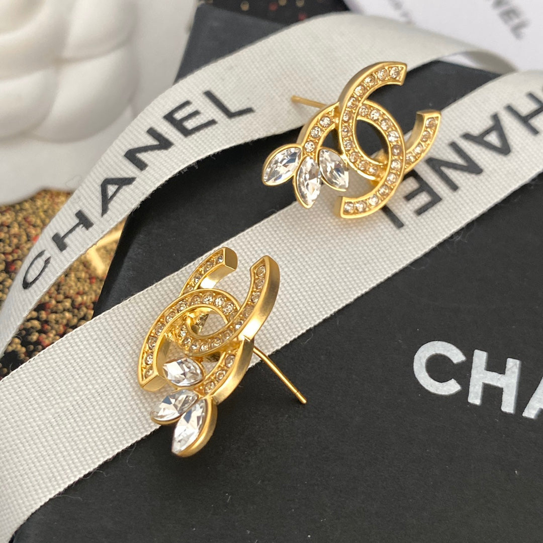 Pendientes de botón con logotipo de diamante Waterdrop