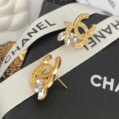 Pendientes de botón con logotipo de diamante Waterdrop
