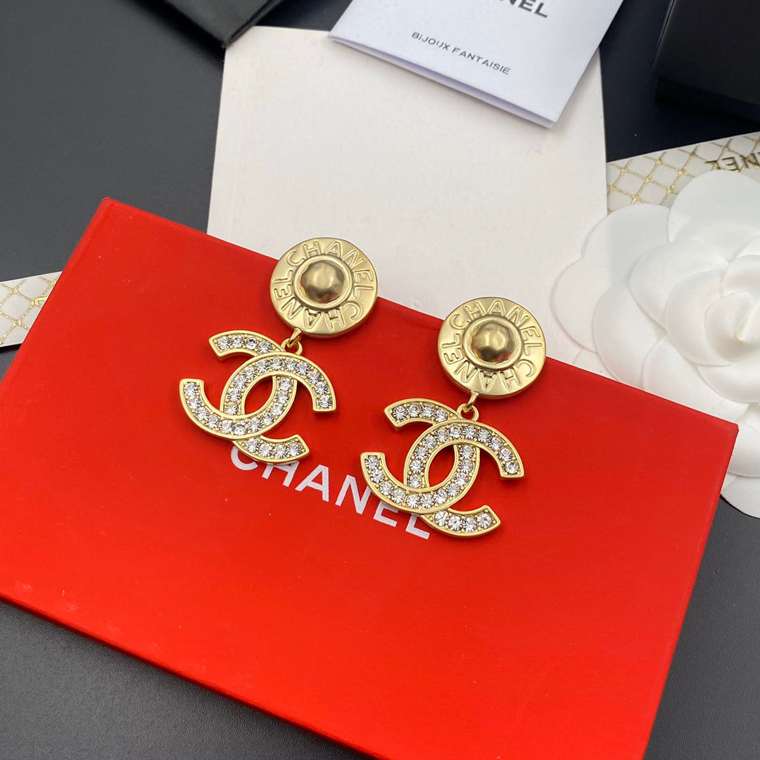 Boucles d'oreilles pendantes diamant lettre tempérament