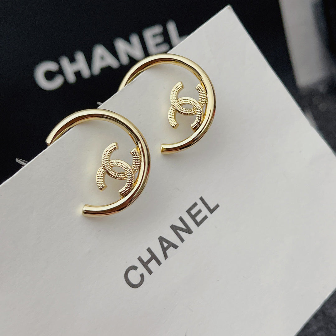 Boucles d'oreilles créoles demi-cercles Or Premium