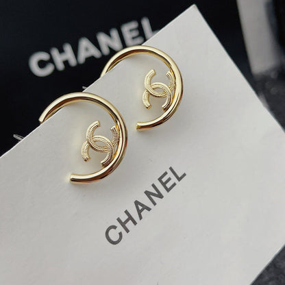 Boucles d'oreilles créoles demi-cercles Or Premium