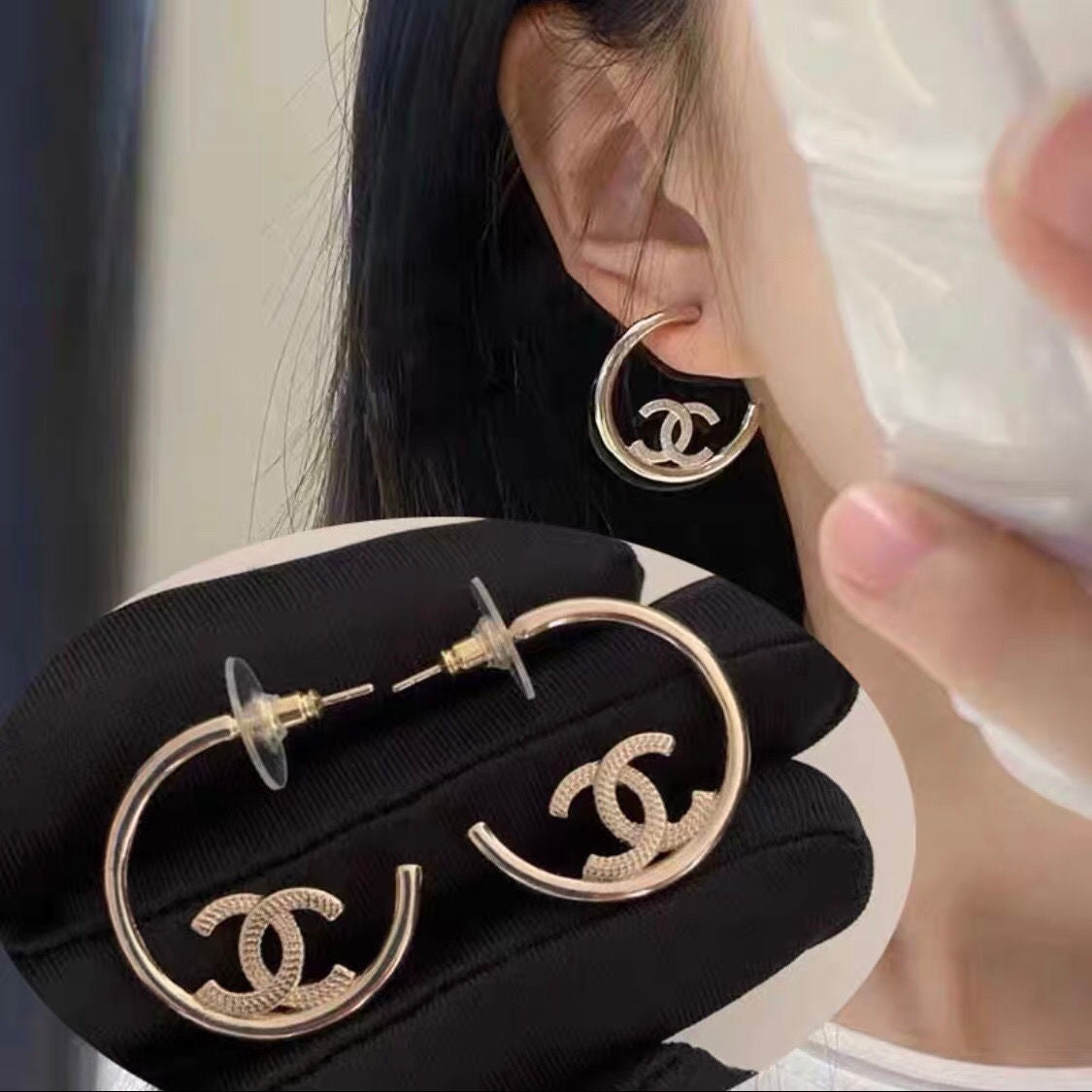 Boucles d'oreilles créoles demi-cercles Or Premium