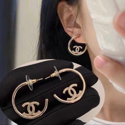 Boucles d'oreilles créoles demi-cercles Or Premium