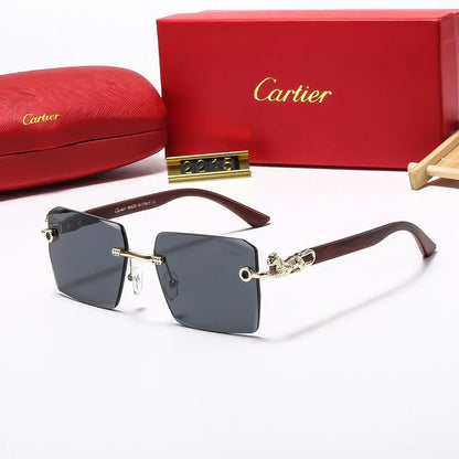 Lunettes de soleil tête de léopard carrées sans monture 2215