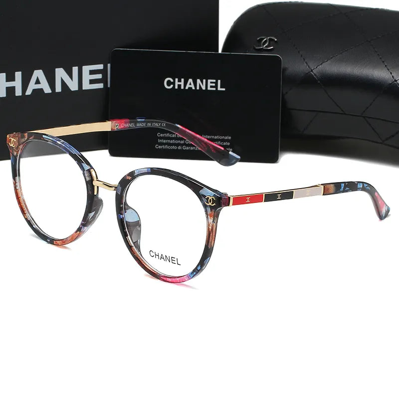 Lunettes à monture métallique ovale à rayures 5 couleurs