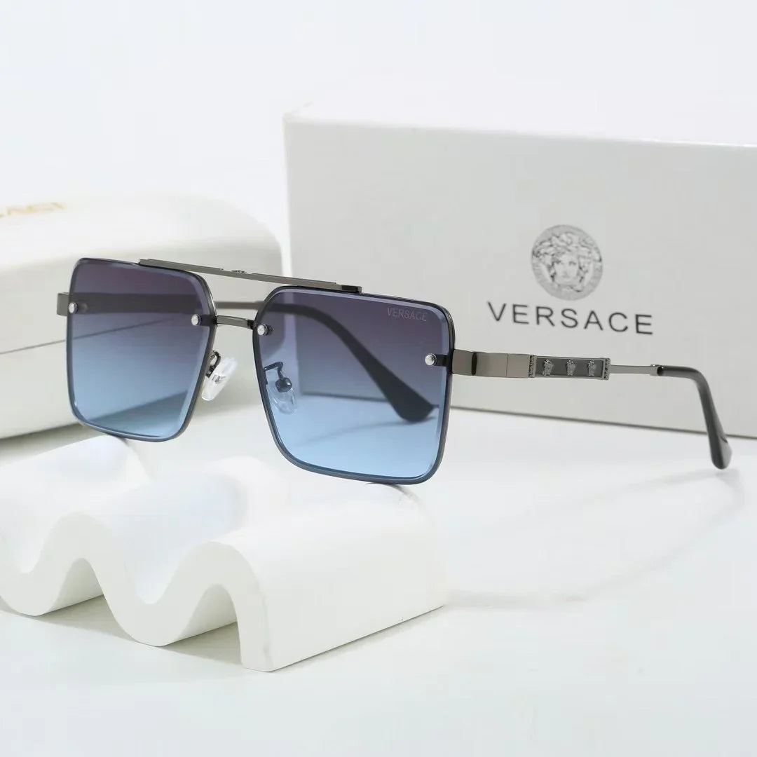 Lunettes de soleil carrées en métal bicolore dégradé