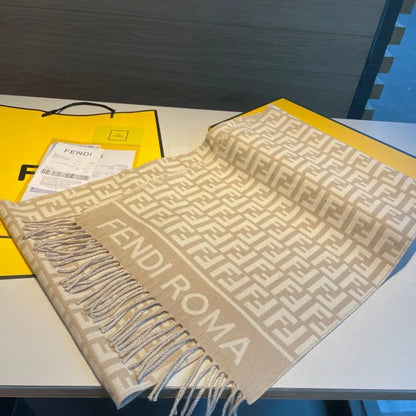 Écharpe vintage en laine et cachemire à monogramme F