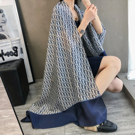 Pañuelo de seda vintage con diseño a doble cara