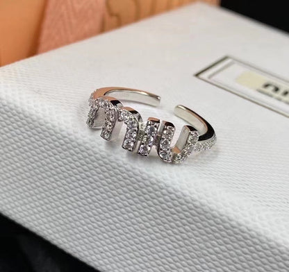 Anillo abierto de strass de lujo