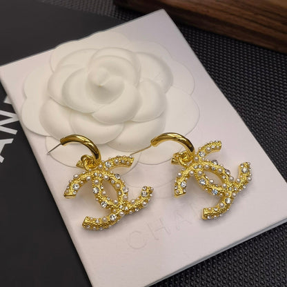 Pendientes con logotipo Perla Dorada y Diamantes