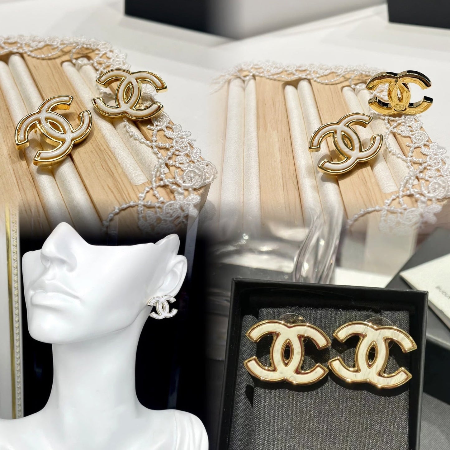 Boucles d'oreilles blanches élégantes et stylées