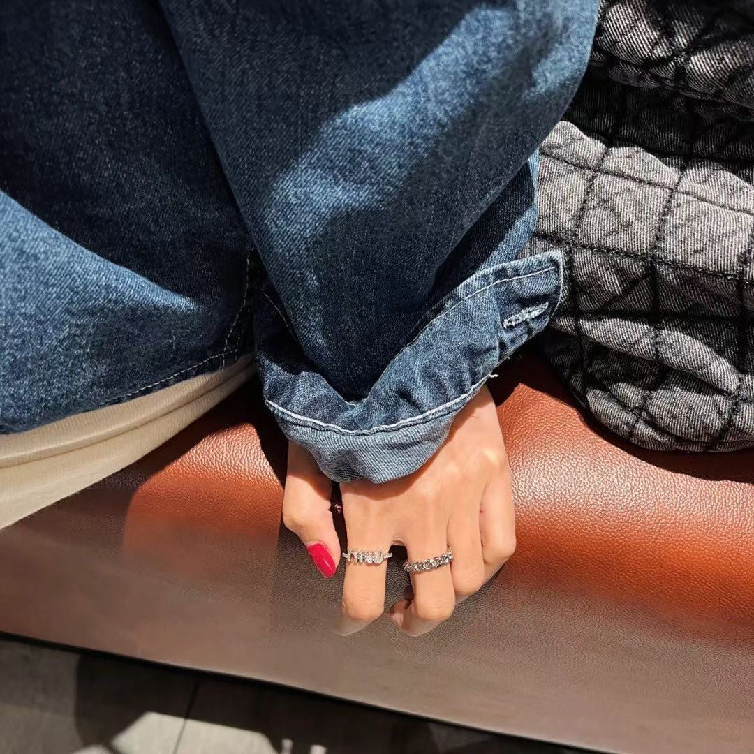 Anillo abierto de strass de lujo