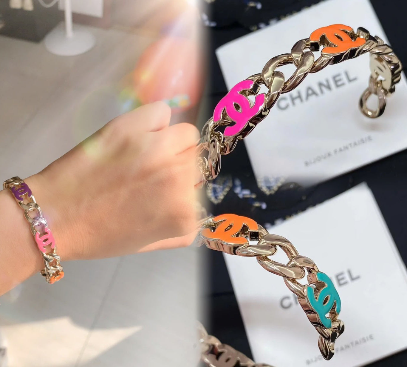 Pulsera Abierta de Moda de Cinco Colores