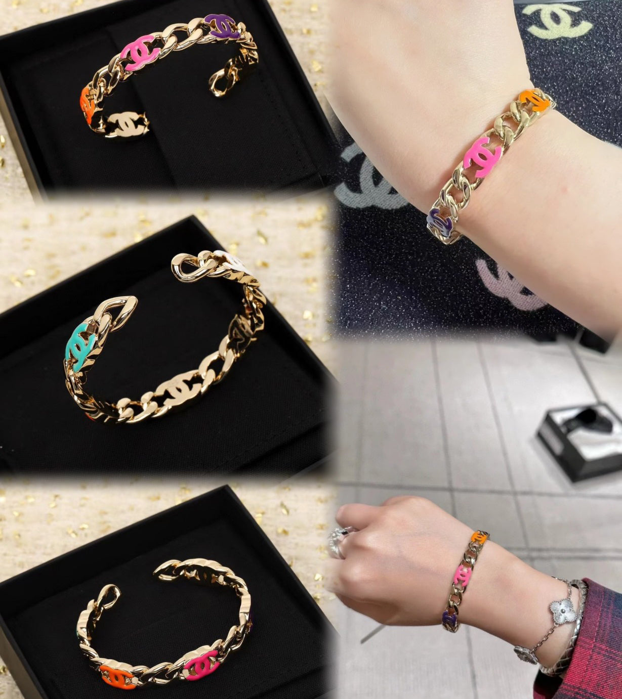 Pulsera Abierta de Moda de Cinco Colores