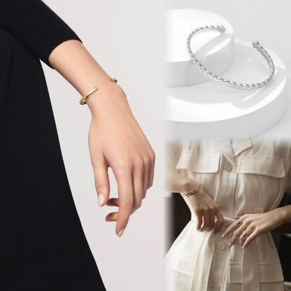 Brazalete Abierto con Diseño de Rombos Acolchados