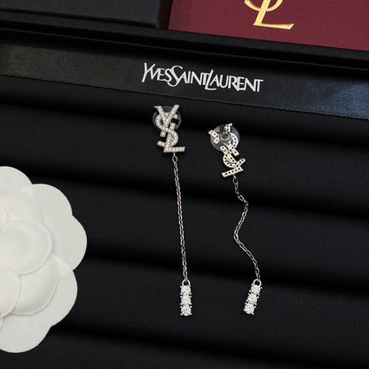Boucles d'oreilles pendantes longues en métal cristal