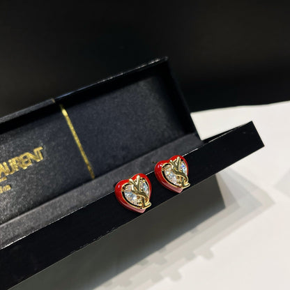 Elegantes Pendientes de Tuerca de Amor con Diamantes de Imitación
