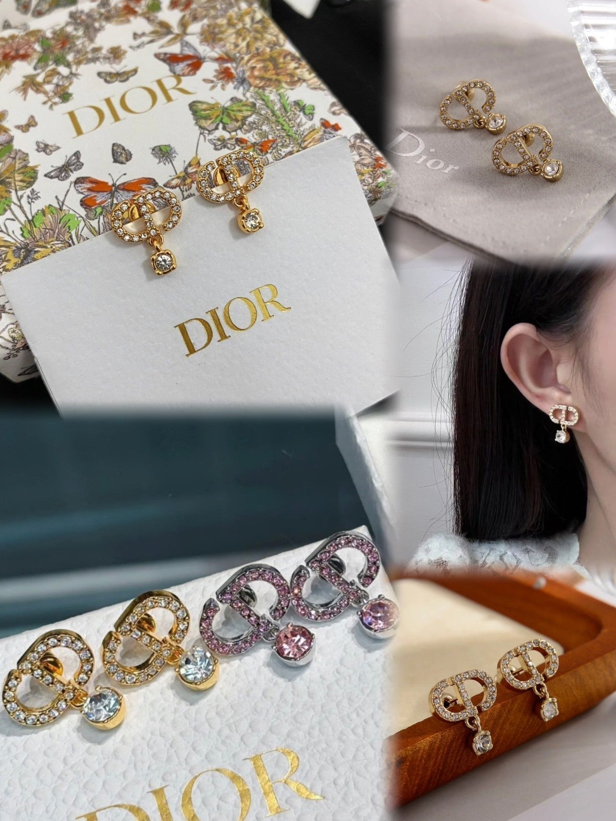 Boucles d'oreilles tendance en strass brillants