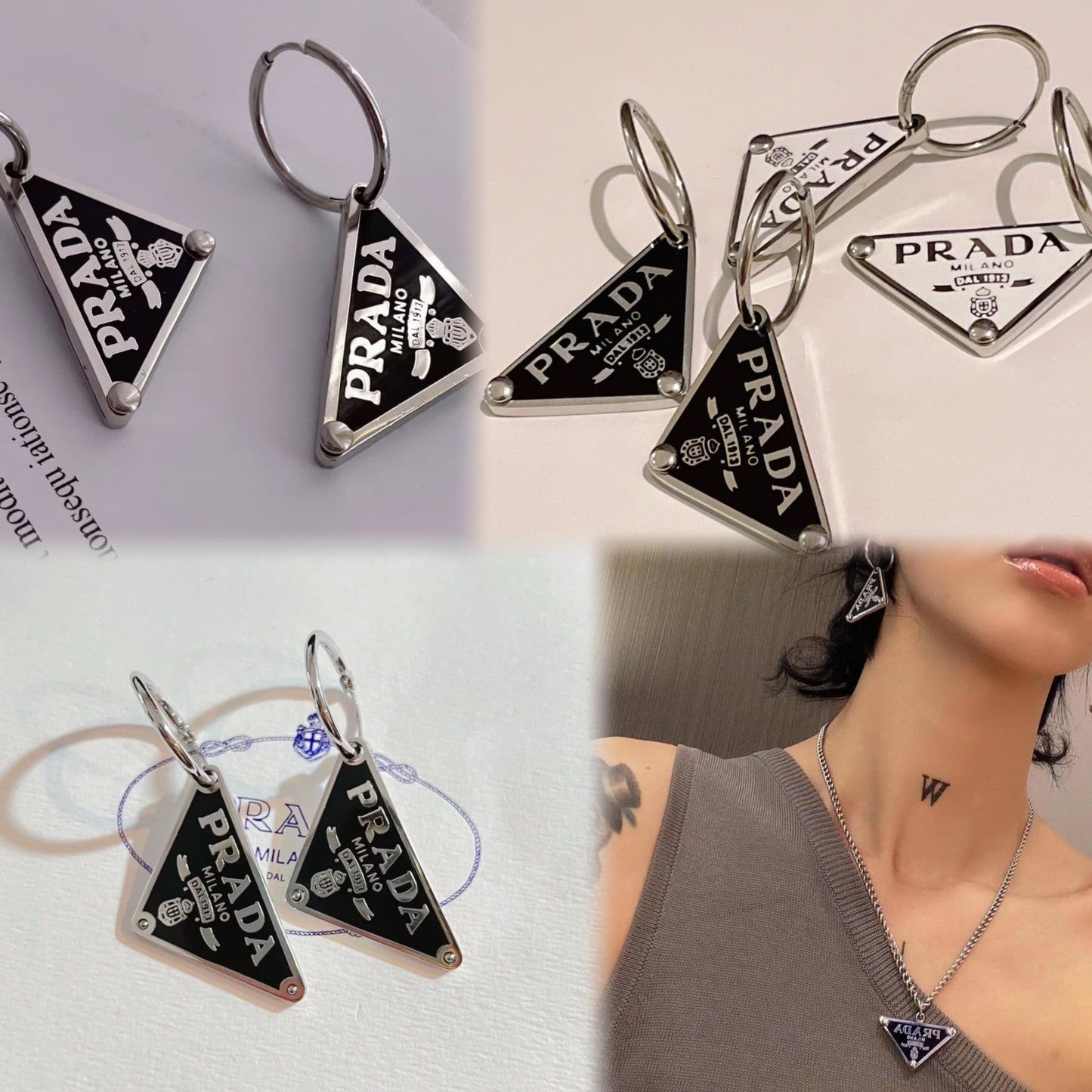 Boucles d'oreilles pendantes triangle classiques en émail