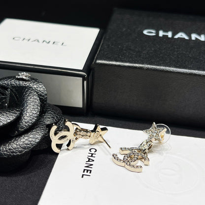 Boucles d'oreilles pendantes Étoiles Diamant