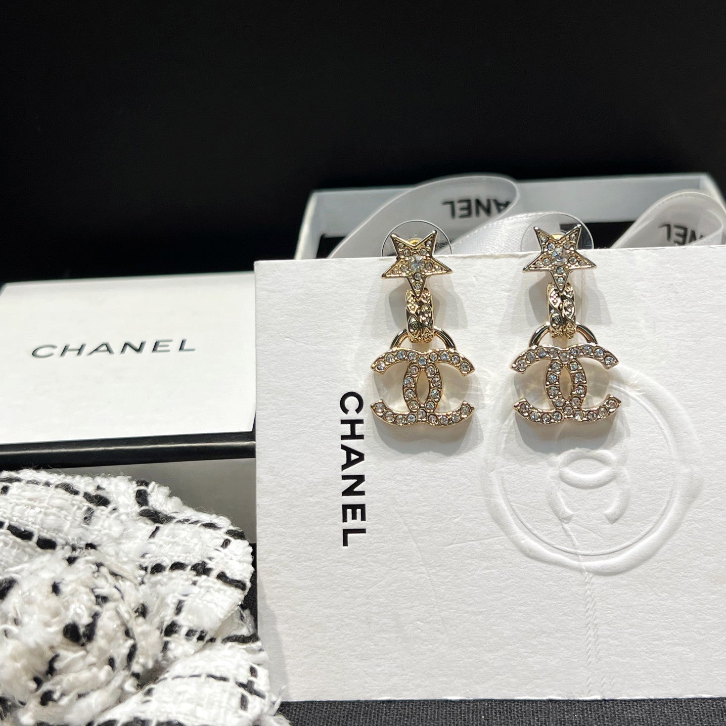 Boucles d'oreilles pendantes Étoiles Diamant