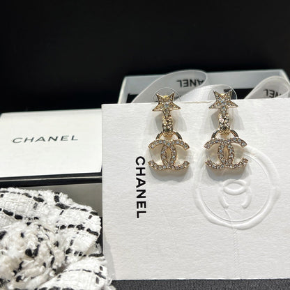 Boucles d'oreilles pendantes Étoiles Diamant