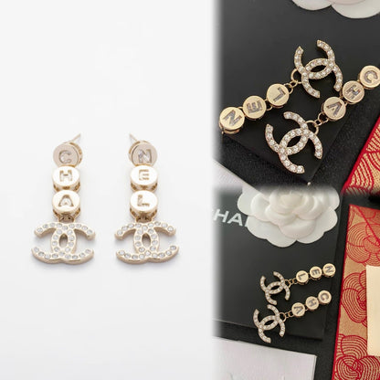 Boucles d'oreilles tendance avec pendentif lettre