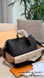 Black Embossed Leather Mini Travel Bag
