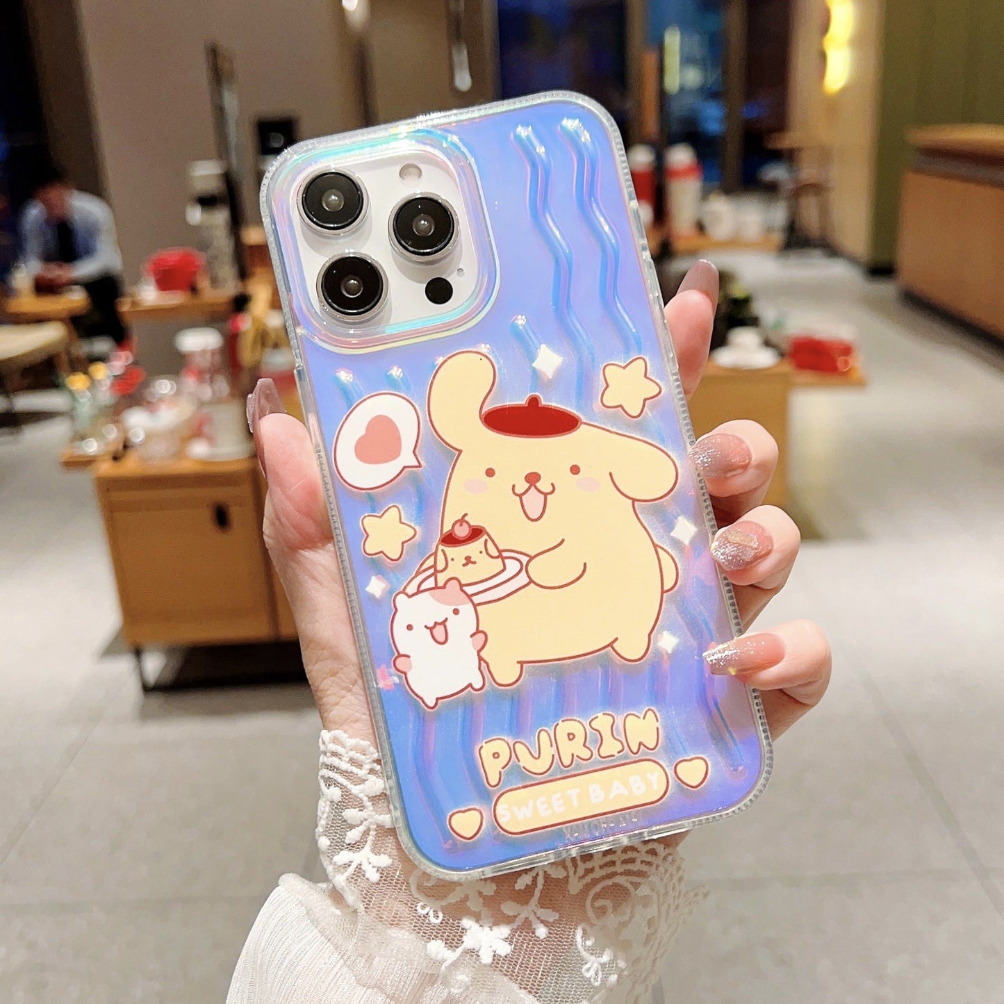Funda de dibujos animados con patrón de ondas láser