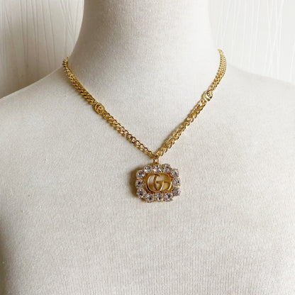 Double G Crystal Diamond Necklace