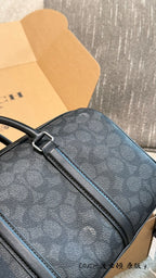 Men’s Small Travel Bag – Sleek Black & Grey Monogram Style