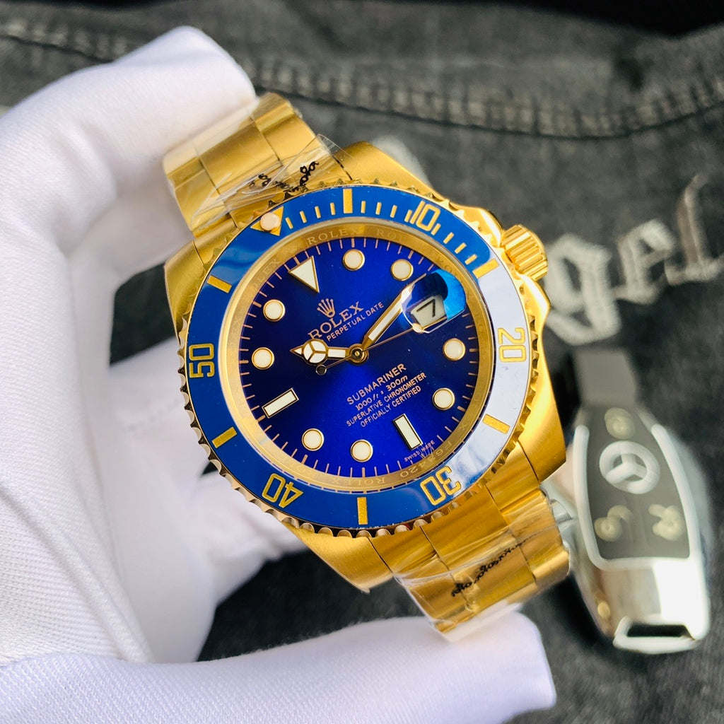 Men’s Premium Gold-Tone Stainless Steel Automatic Dive Watch – Signature Black Dial, Classic Sport Luxury Style