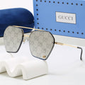 Luxury Rimless Hexagonal Double Bridge Sunglasses