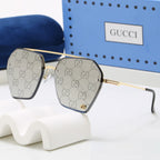 Luxury Rimless Hexagonal Double Bridge Sunglasses
