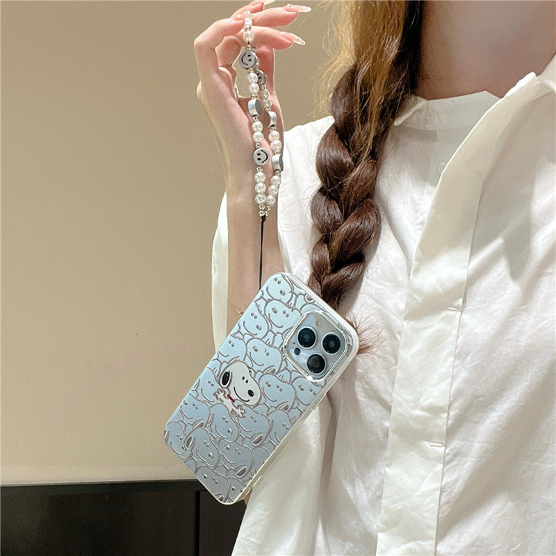 Funda con diseño de perro chapada en oro rosa