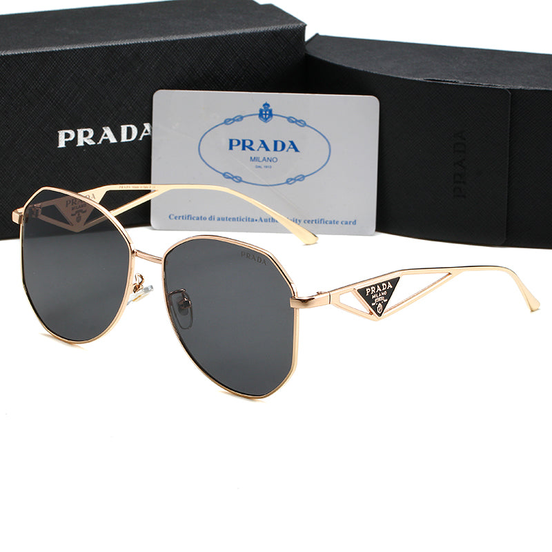 Lunettes de soleil métalliques unisexe avec logo triangulaire