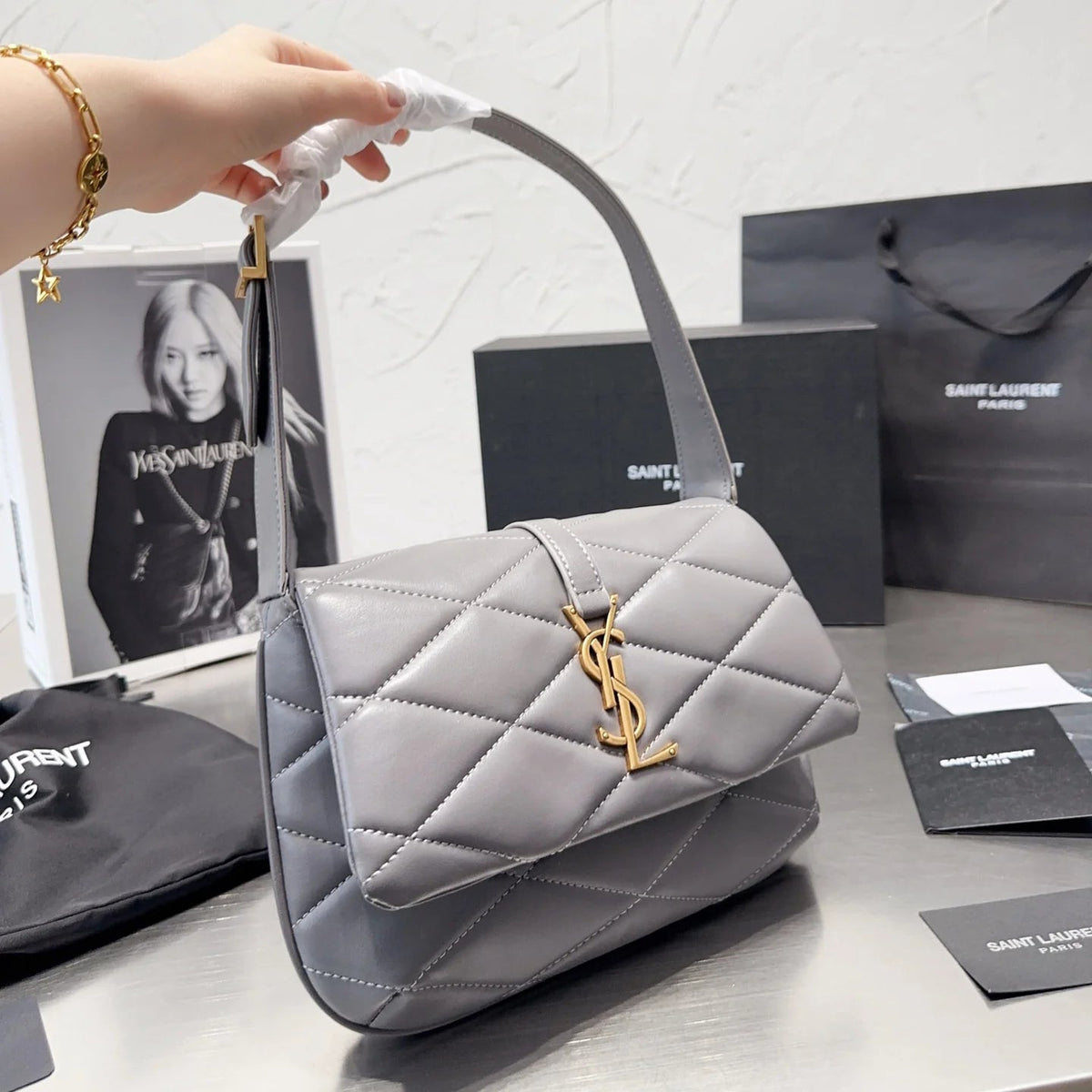 Quilted Leather Flap Sholder Bag