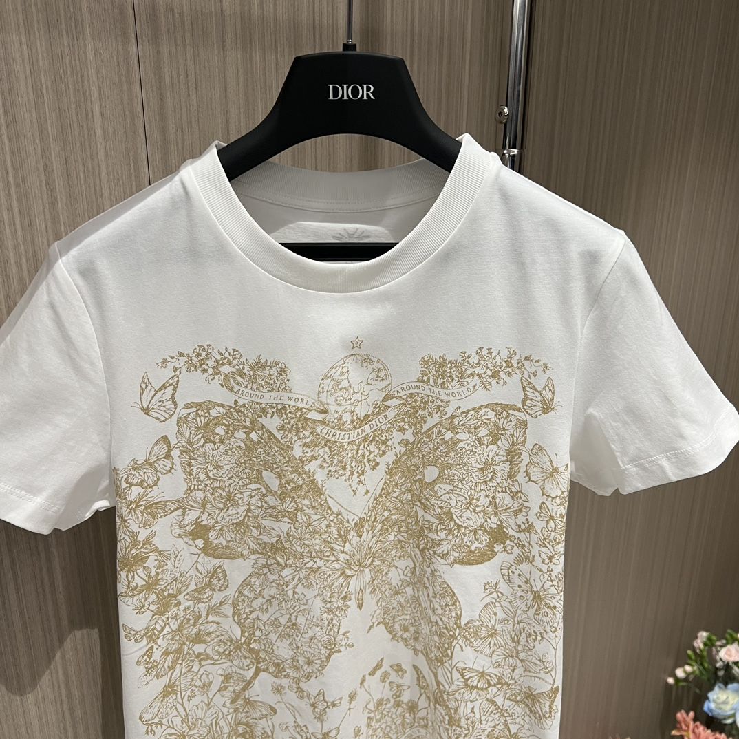 T-shirt graphique papillon autour du monde pour femme