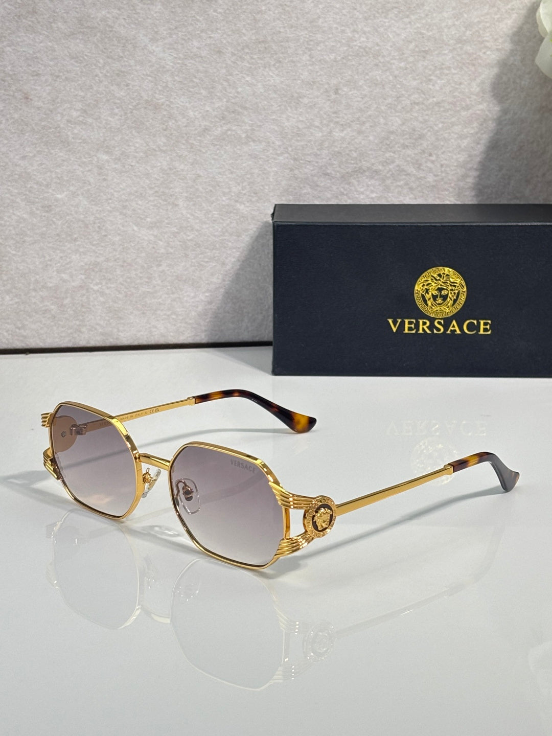 Retro Octagonal Metal Frame Sunglasses - VE7223
