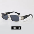 Rimless Rectangular Sunglasses 7 Style Options Vintage Medallion Design Classic Fashion Luxury Look SH341