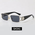 Rimless Rectangular Sunglasses 7 Style Options Vintage Medallion Design Classic Fashion Luxury Look SH341