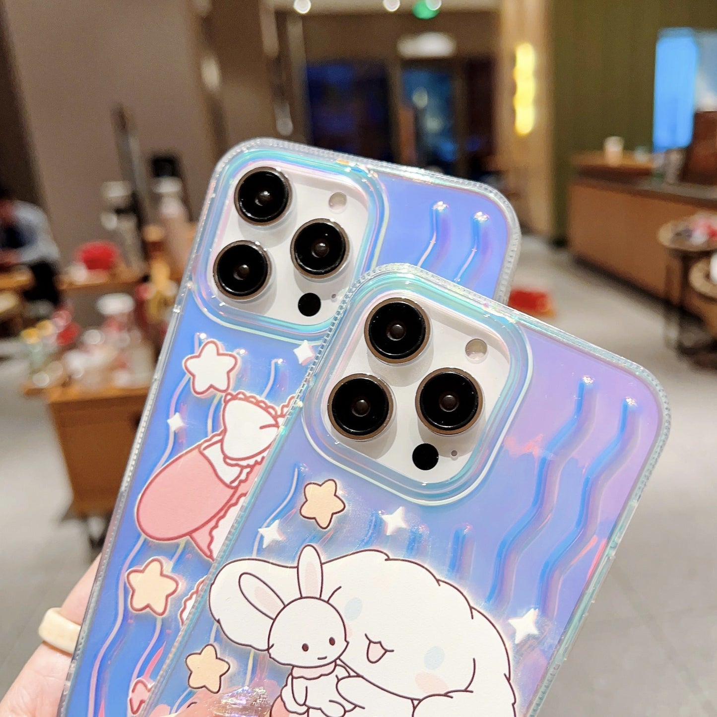 Funda de dibujos animados con patrón de ondas láser