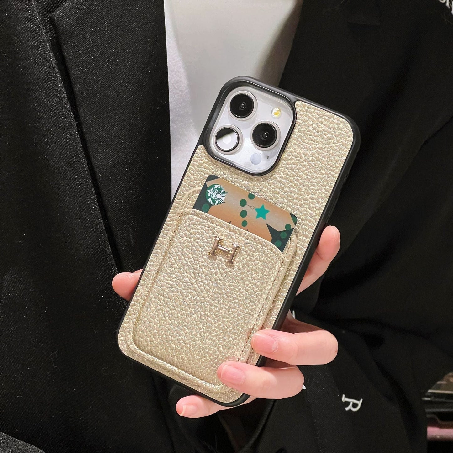 Estuche monedero con patrón de lichi