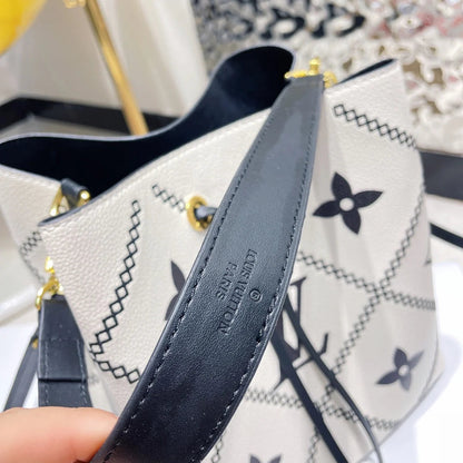 Embroidered Drawstring Bucket Bag