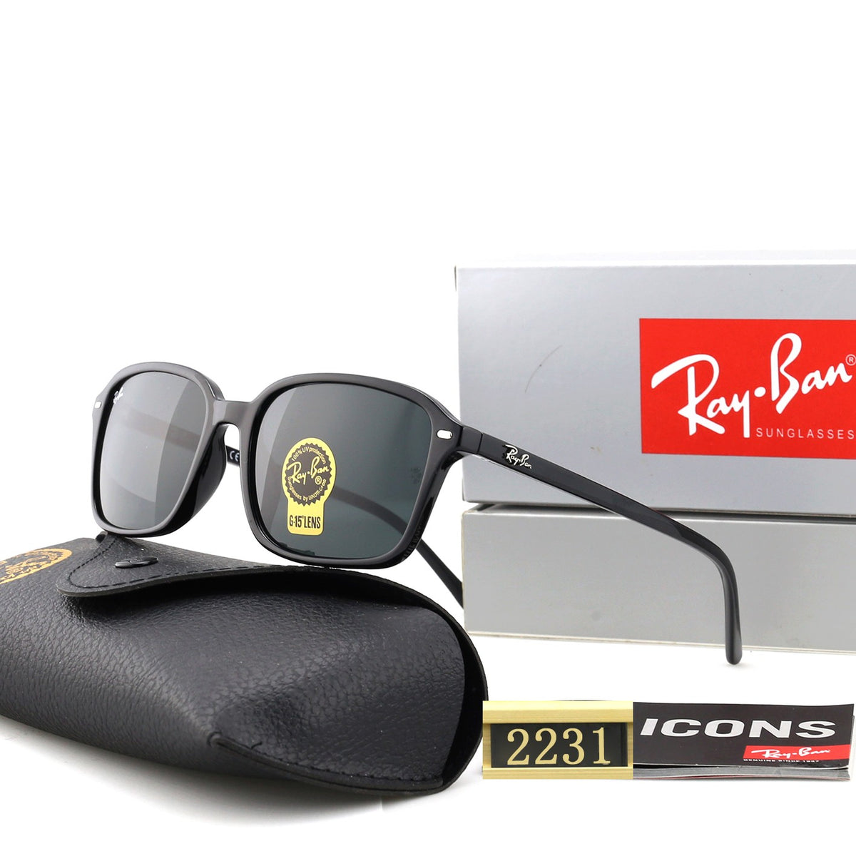 Classic Slim Square Frame Sunglasses - 2231