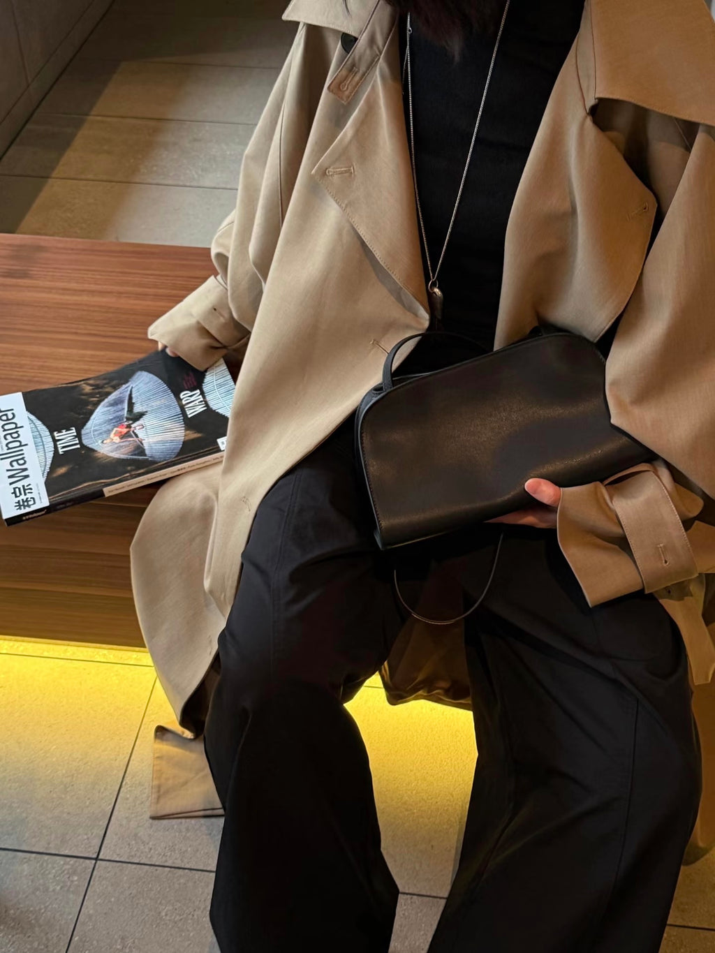 Minimalist Taupe Brown Shoulder Bag
