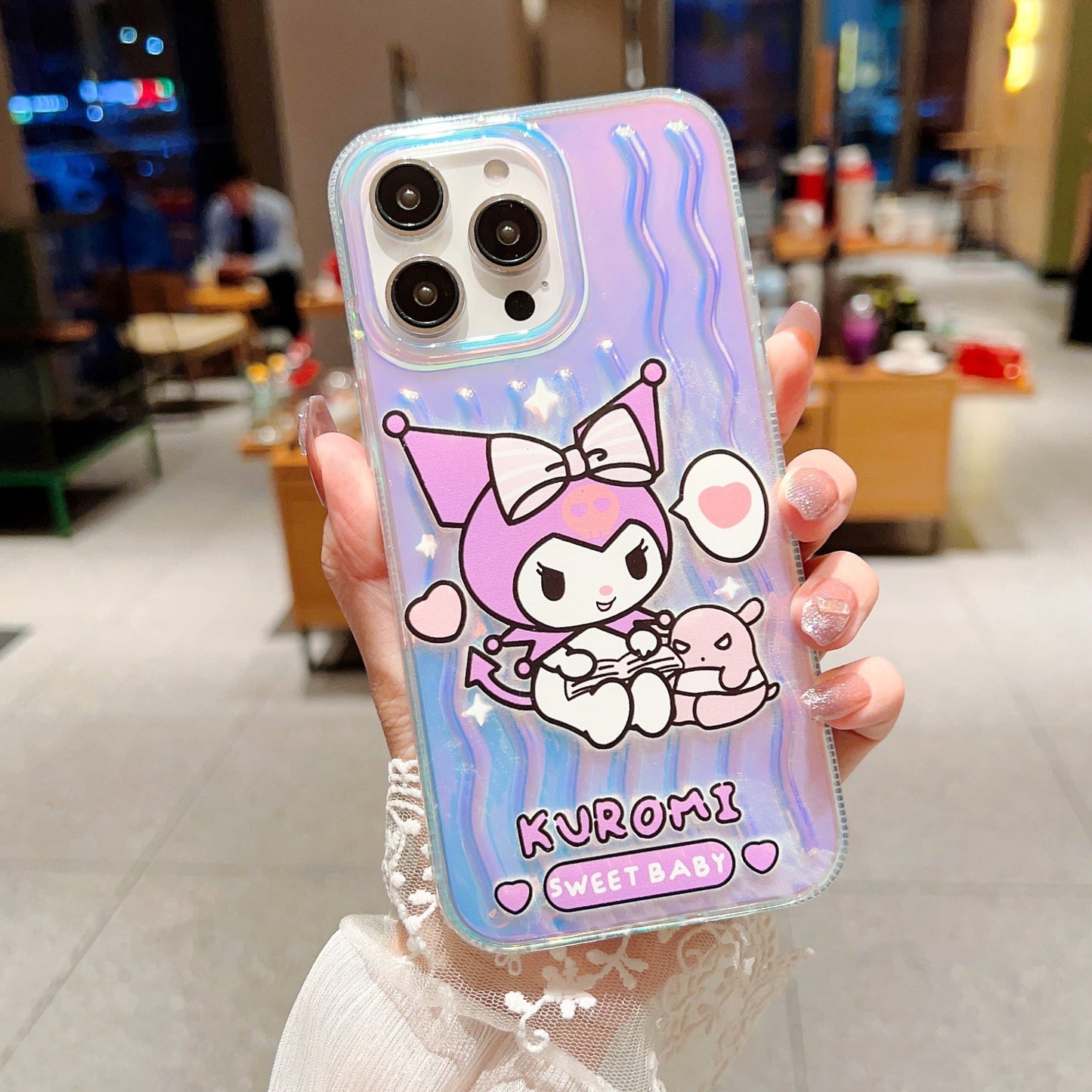 Funda de dibujos animados con patrón de ondas láser