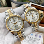 Classic Stainless Steel Luxury Dress Watch – 5-Color Dial Collection with Crystal Markers, Elegant Gold & Two-Tone Finishes