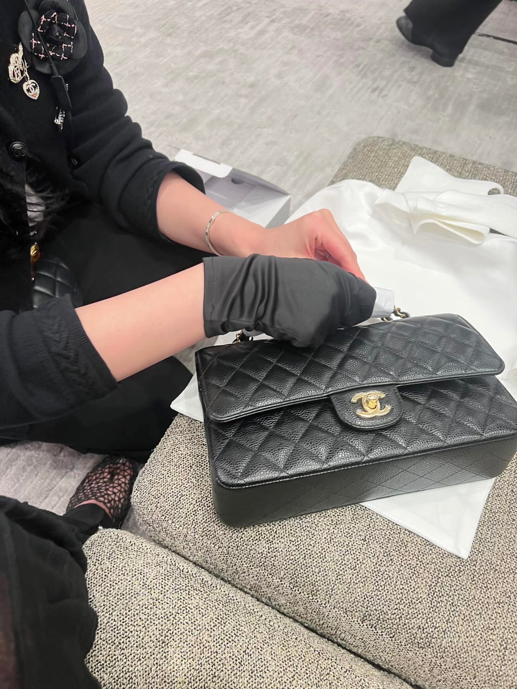 Classic Black Quilted Leather Bag | Black & Gold 🖤